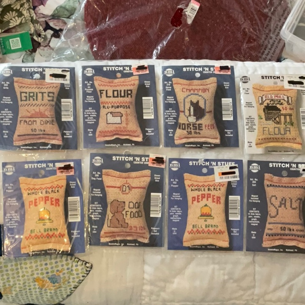 New 8 Stitch 'N Stuff counted cross stitch,6 mini sachets for fridge magnets